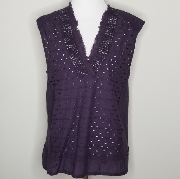 Anthropologie Tops - Anthro | Akemi + Kin Cadiz Plum Eyelet Top | M